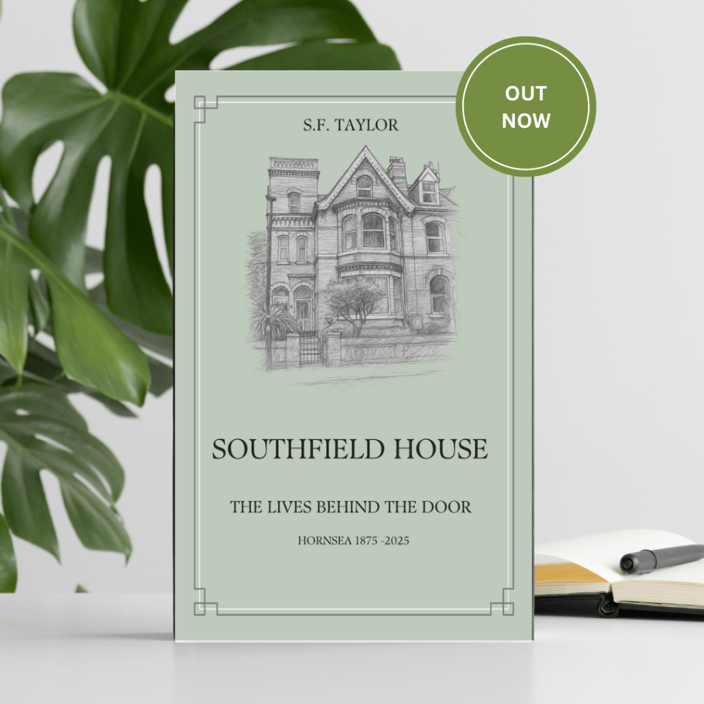 Southfield House book cover with a giant plant leave in the background